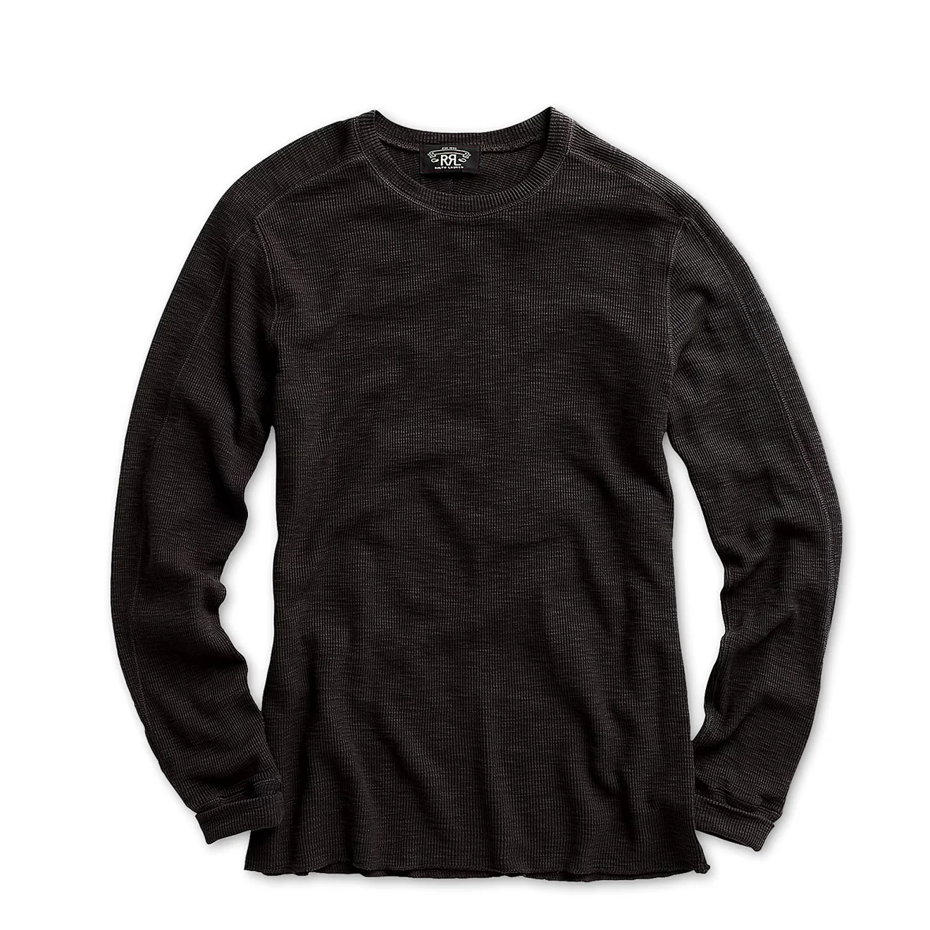 RRL By Ralph Lauren Waffle-Knit Crewneck Faded Black Canvas