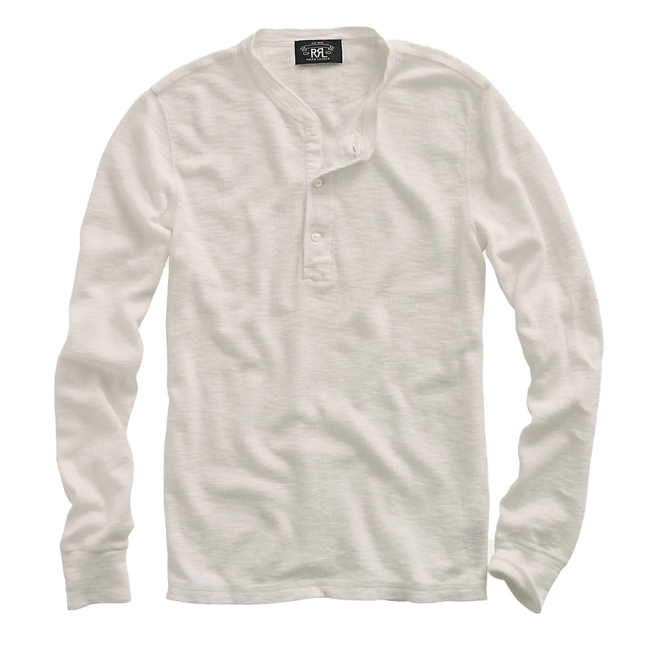 RRL By Ralph Lauren Waffle-Knit Henley Shirt Paper White