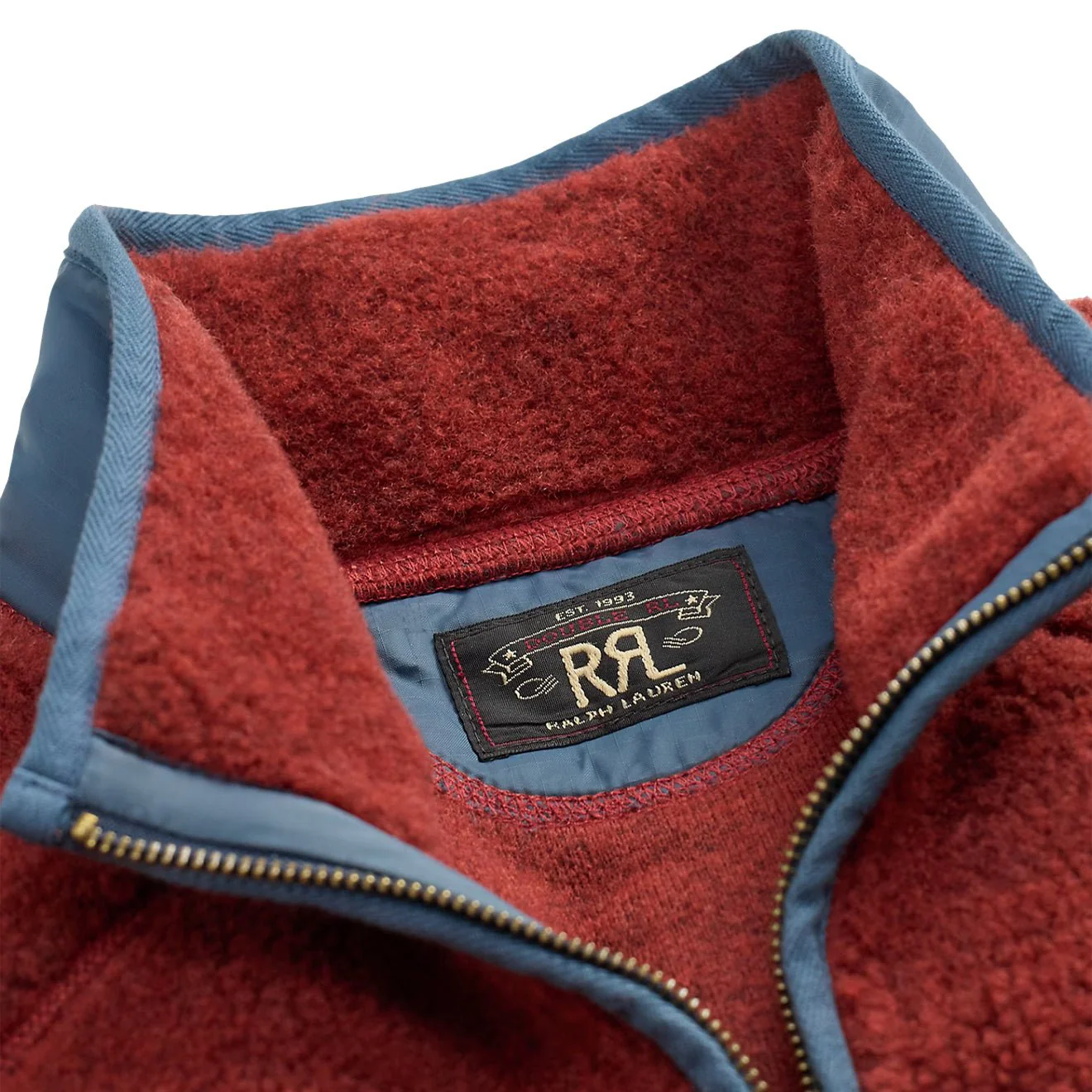 RRL By Ralph Lauren Wool Blend Pile Fleece Jacket Red Heather - Image 3