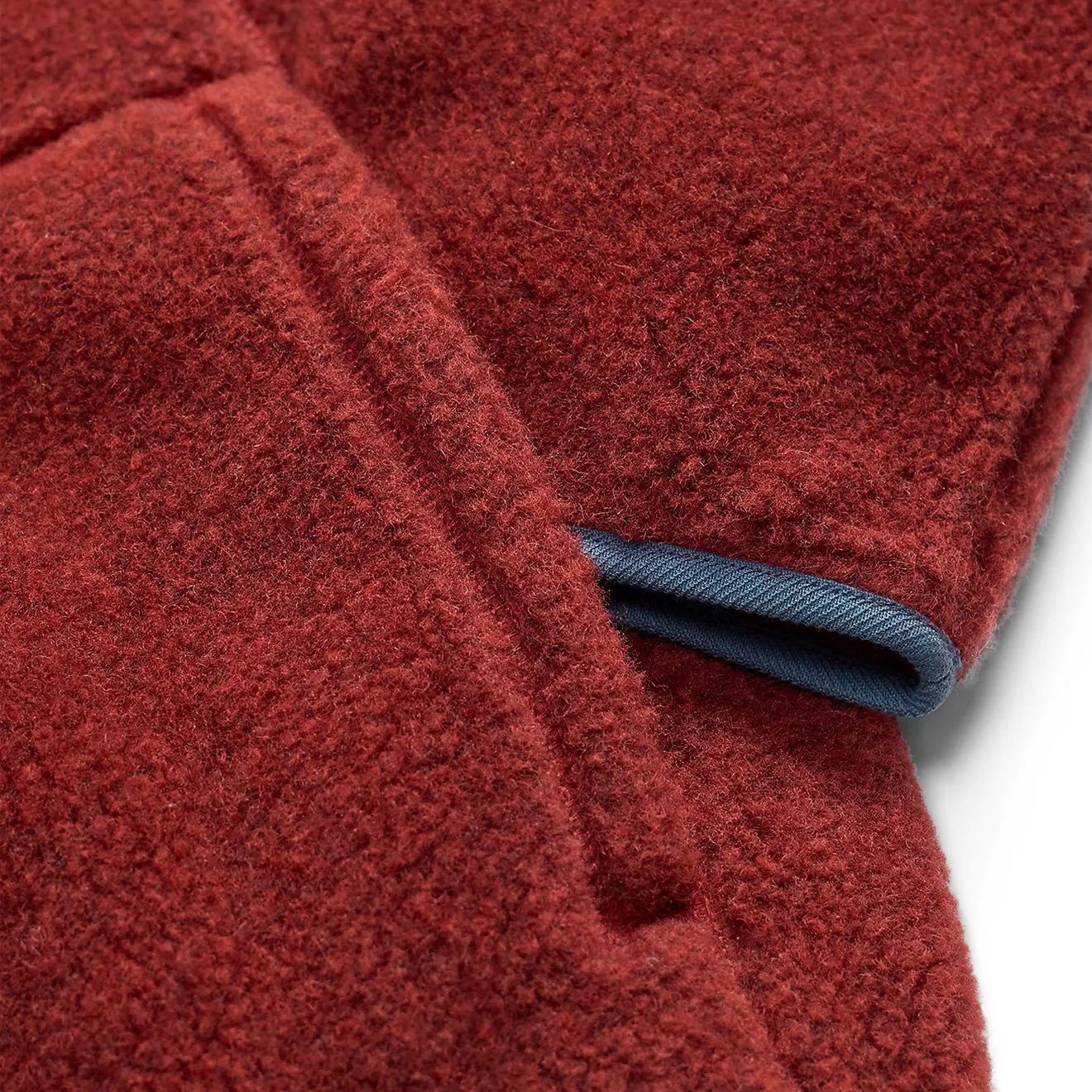 RRL By Ralph Lauren Wool Blend Pile Fleece Jacket Red Heather - Image 4
