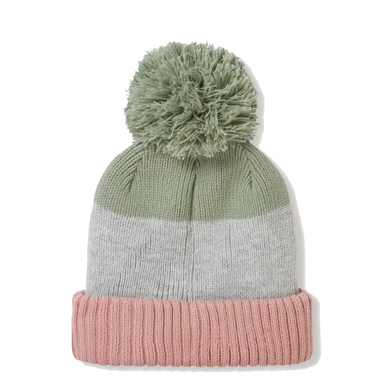 Sealskinz Flitcham WP CW Bobble Hat Pink / Green / Grey - Image 2