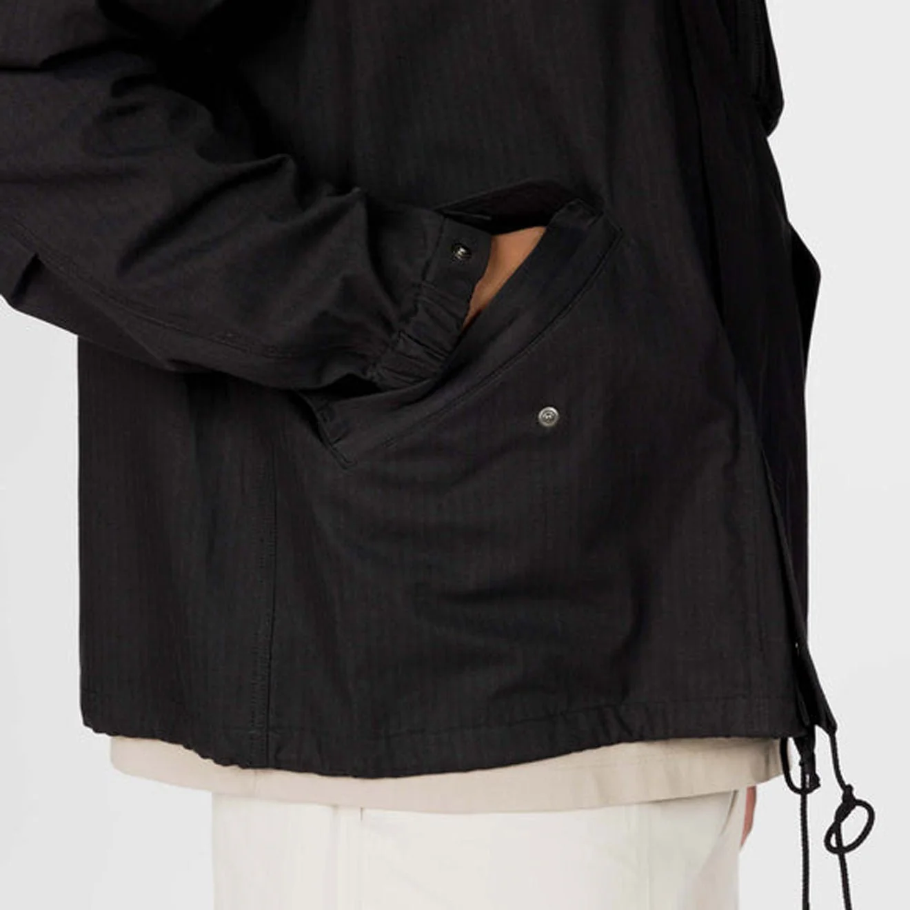 Snow Peak TAKIBI Herringbone Collarless Jacket Black - Image 6