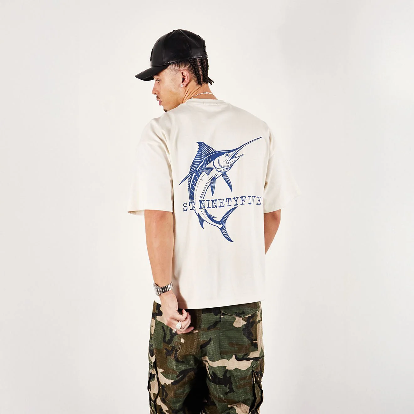 ST-95 x Anna Bergonzini Swordfish T-Shirt Off White - Image 3