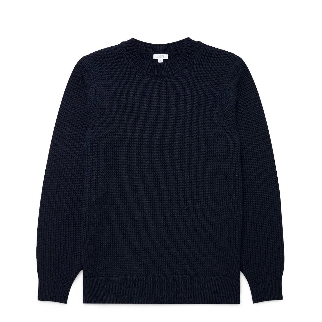 Sunspel Fisherman Mock Neck Jumper Navy