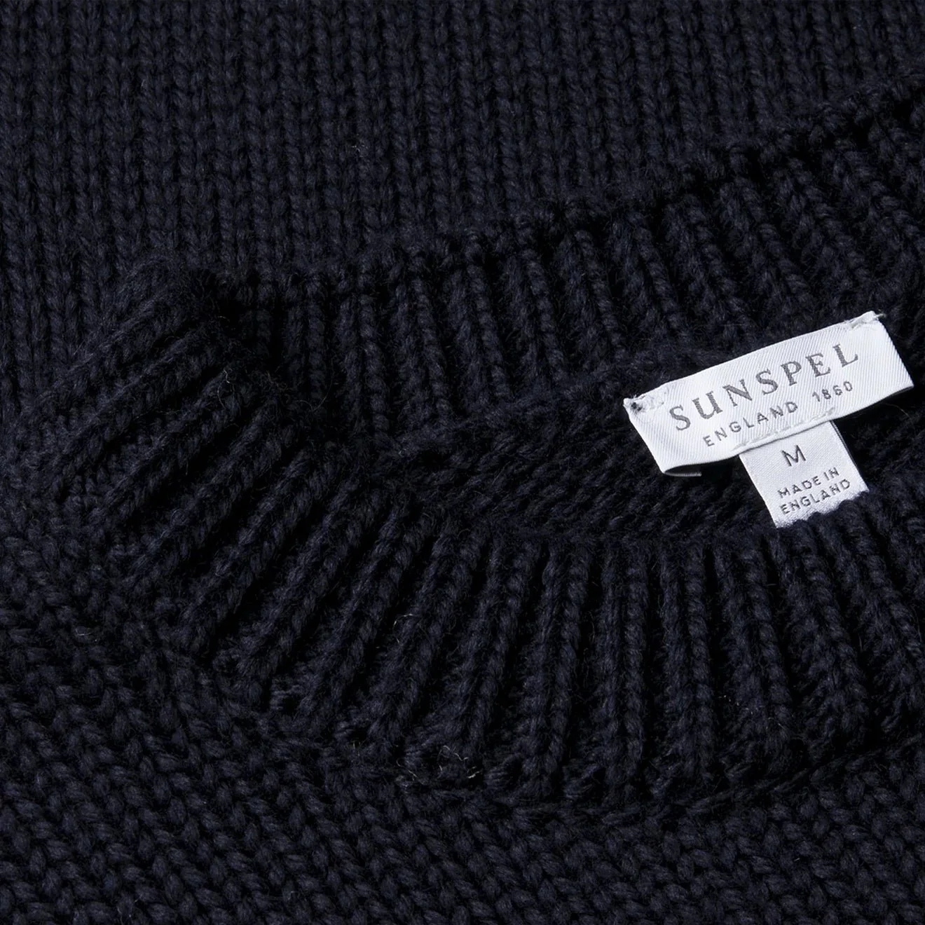 Sunspel Fisherman Mock Neck Jumper Navy - Image 3