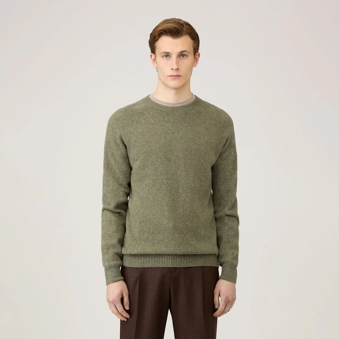 Sunspel Lambswool Crew Neck Sea Moss - Image 2