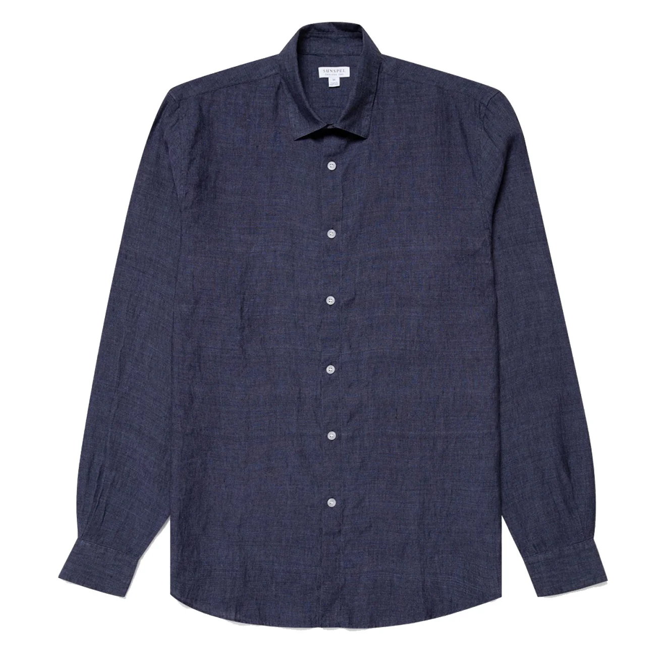 Sunspel Linen Shirt Navy Melange