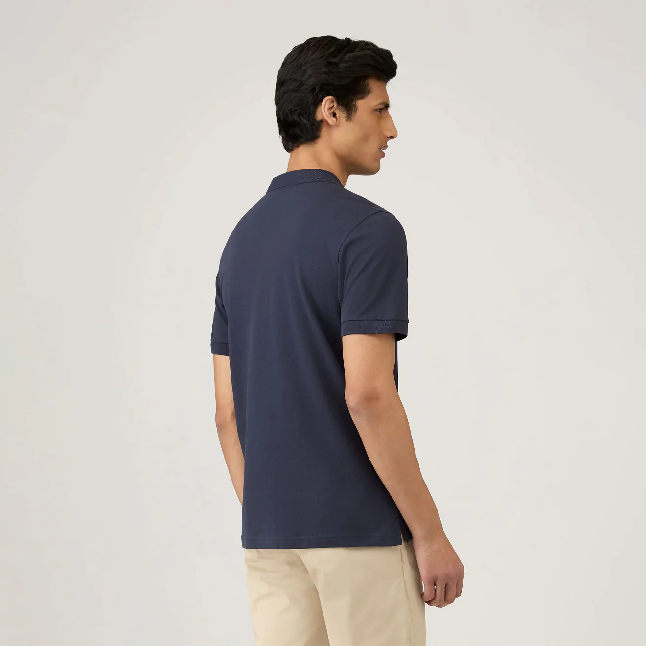 Sunspel Pique Polo Shirt Navy - Image 3