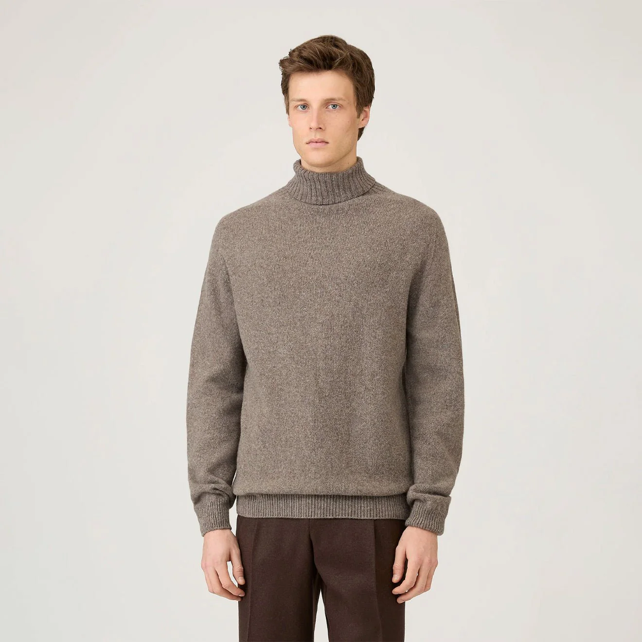 Sunspel Roll Neck Sweater Bark - Image 2