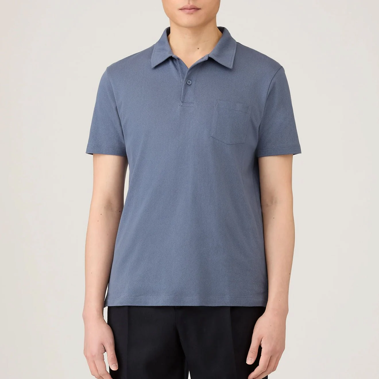 Sunspel S/S Riviera Polo Selvedge Blue - Image 2