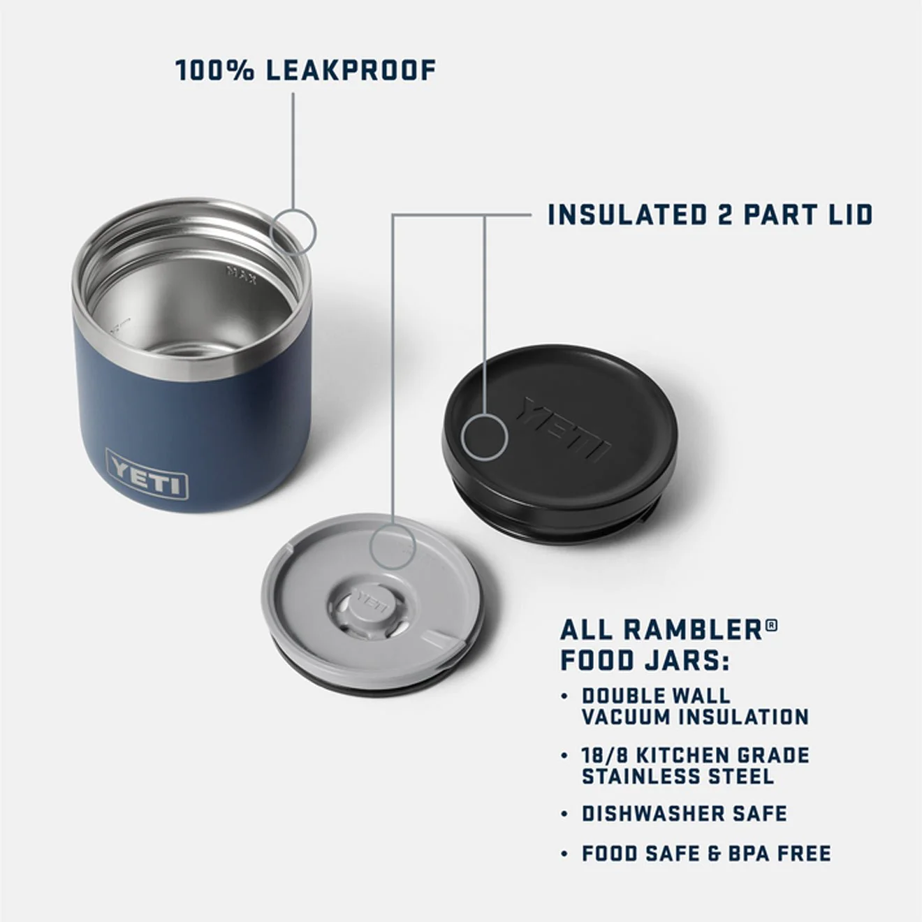 YETI 8oz Rambler Insulated Food Jar Navy - Image 7