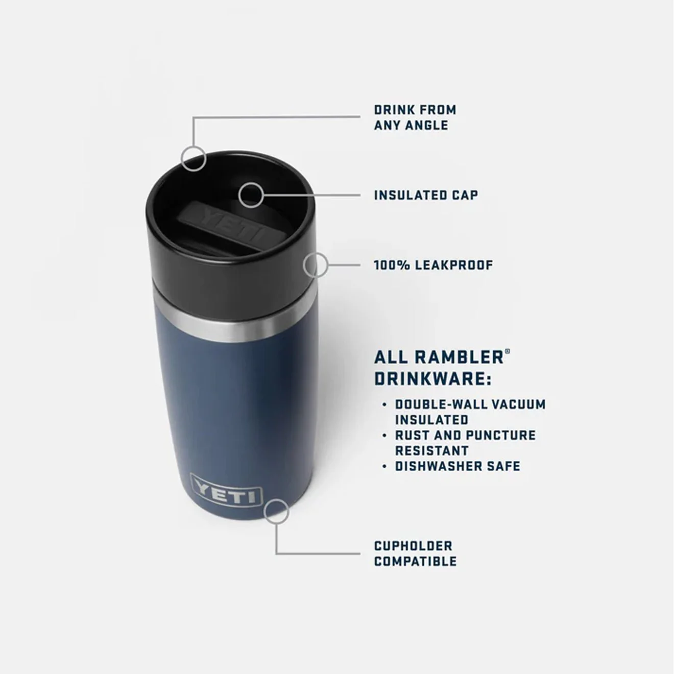 YETI Rambler 12oz Travel Bottle Navy - Image 5